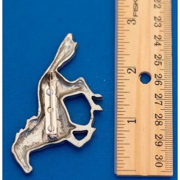 Vintage Running Silver Stallion Brooch by 1988 Seagull - D30 - Picture 2 of 2